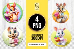 Cute Bunny Cupcake And Flowers clipart sublimation png Product Image 1