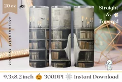 Cartoon Ghost Tumbler Wrap Design, Gothic Tumbler Template Product Image 1