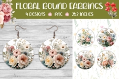 Watercolor Flowers Round Earring, Roses Earring Print Product Image 1