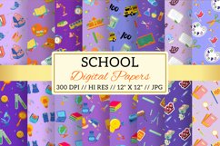 Purple 100 Days of School Digital Paper Patterns Design Product Image 1