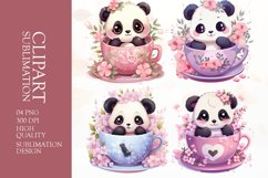 Watercolor cute baby panda clipart sublimation png Product Image 1