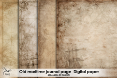 Vintage old maritime journal page digital paper Product Image 1