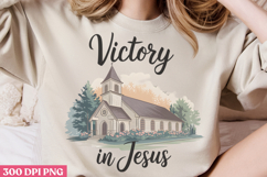 Victory In Jesus PNG, Retro Church Sublimation PNG Product Image 1