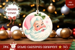 Vintage Santa Claus Ornament, Winter Round Ornament Product Image 1
