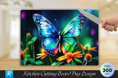 Neon Butterfly Cutting Board Sublimation Design Product Image 1