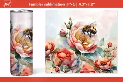 Summer Tumbler wrap, watercolor floral tumbler, rose tumbler Product Image 1
