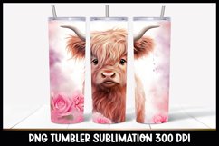 Highland Cow Tumbler Sublimation I Spring Cow Tumbler Product Image 1