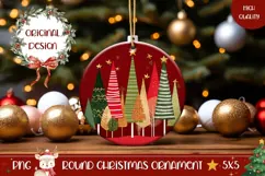 Red Christmas Ornament, Winter Round Ornament PNG Product Image 1