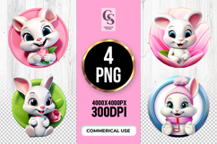 White Bunny Rabbit Cartoon Clipart Sublimation Png Product Image 1