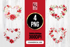 Watercolor Floral Heart Wreath Clipart Sublimation PNG Product Image 1