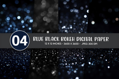 Blue Black Bokeh Digital Paper Product Image 1