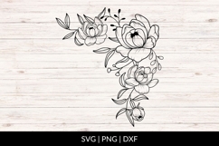 Hand Drawn Peonies Floral Corner SVG Product Image 1