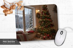 Cozy Christmas Room with Snow View Mouse Pad PNG Design Product Image 1