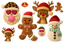 Crochet Yarn Christmas PNG, Pink Crochet Christmas PNG Product Image 7