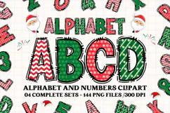 Christmas Alphabet png clipart, christmas letters doodle Product Image 1