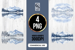 Blue Mountain Lake Clipart Sublimation PNG Product Image 1