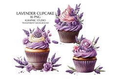 Lavender Cupcake Clipart, Floral Cupcake Clipart Product Image 1