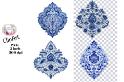 Blue Toile, Ephemera, PNG, Clipart, Junk Journal, flowers Product Image 1