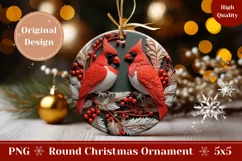 3D Christmas Ornament PNG, 3D Red Cardinal Ornament Design Product Image 1