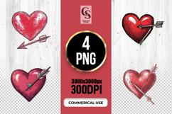 Hand Drawn Heart With Arrow Illustration Clipart png Product Image 1