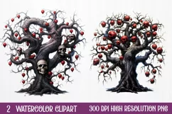 Gothic Halloween Watercolor Clipart PNG, Halloween PNG Product Image 1