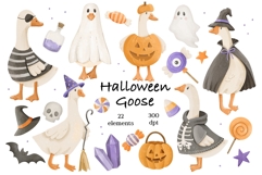 Watercolor Halloween Goose Clipart Set Product Image 1