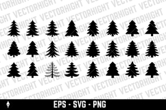 A black and white vector set of pine tree icons. Product Image 1