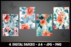4 Beautiful Flowers Digital Papers I Junk Journal Pages Product Image 2