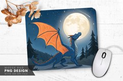 Moonlit Blue Dragon with Orange Wings Mouse Pad PNG Design Product Image 1