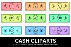 Cash Cliparts - Colorful Money Product Image 1