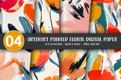 Abstract painted floral digital paper Product Image 1