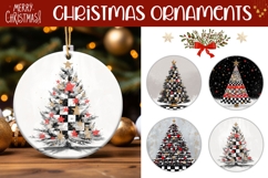Abstract Christmas Tree Round Ornaments, Winter Gift Tags Product Image 1