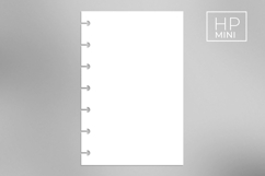 Happy Planner Mini 7-hole punch template showing precise hole placement marks for disc-bound planners, printable PDF and SVG files for accurate DIY planner page alignment.