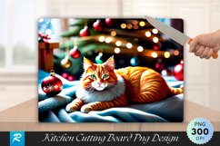Cozy Ginger Cat with Holiday Cheer Cutting Board PNG Product Image 1