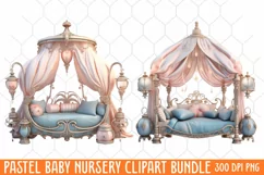 Pastel Baby Nursery Clipart Big, Baby Boy Elephant Clipart Product Image 1