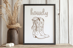 Neutral Coquette Bow Cowboy Boots Print Product Image 1