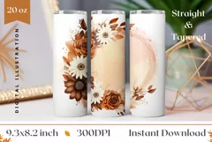 Watercolor Flowers Tumbler Design, Fall Flowers Sublimation Product Image 1