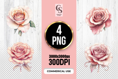 Vintage Pink Rose Floral Clipart Sublimation PNG Product Image 1