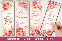 Watercolor Floral Christian Bookmark PNG, Faith Quote Product Image 1