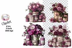 Ephemera, Flowers, Shabby Chic , PNG, Junk Journal, Clipart Product Image 1