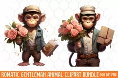 Romantic Gentleman Animal clipart, Watercolor Clipart Product Image 1