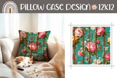 Wooden Pillow Design, Vintage Flowers Pillow Case Product Image 1