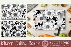 Black &amp; White Daisy Flower Cutting Boards sublimation Design Product Image 1