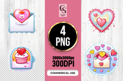 Love Letter Heart Envelope Clipart Sublimation PNG Product Image 1