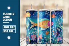 Painting Of Fish In Pond Tumbler Warp Design Product Image 1