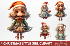 Christmas Little Girl Clipart PNG Product Image 1