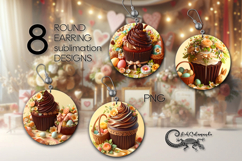 Easter cake | 8 spring Round Earring Sublimation designs Product Image 1