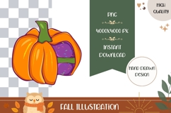 Hand Drawn Fall Illustration, Fall Pumpkin PNG, Autumn Print Product Image 1