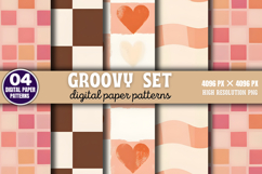 Groovy Set Patterns Digital Paper Background PNG Product Image 1