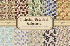 Victorian Botanical Ephemera Digital Paper,Vintage Floral Product Image 1